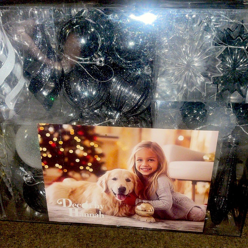 Silver and Black Christmas Ornament Set